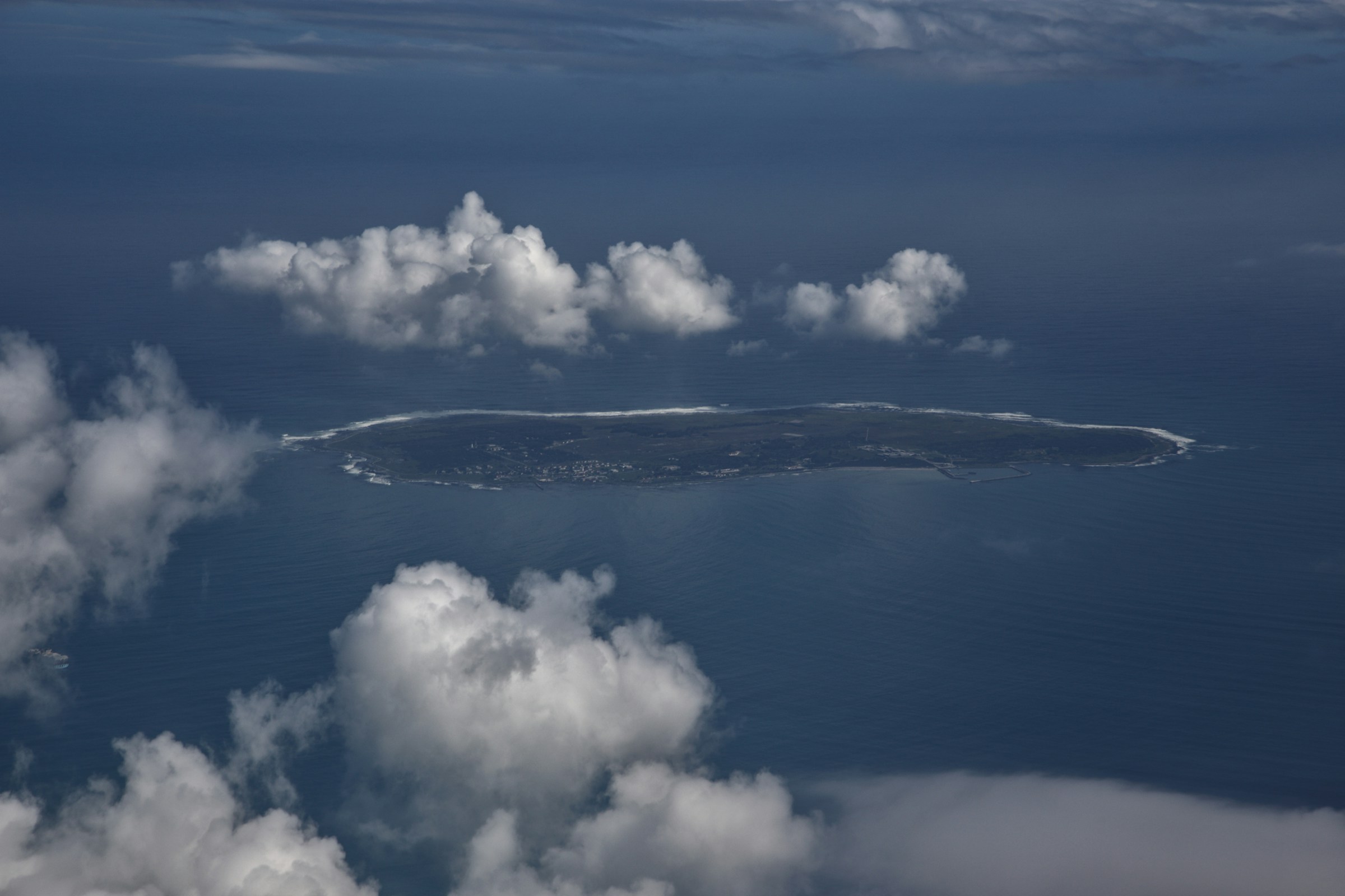 Aerial view of Robben Island in Table Bay, Cape Town