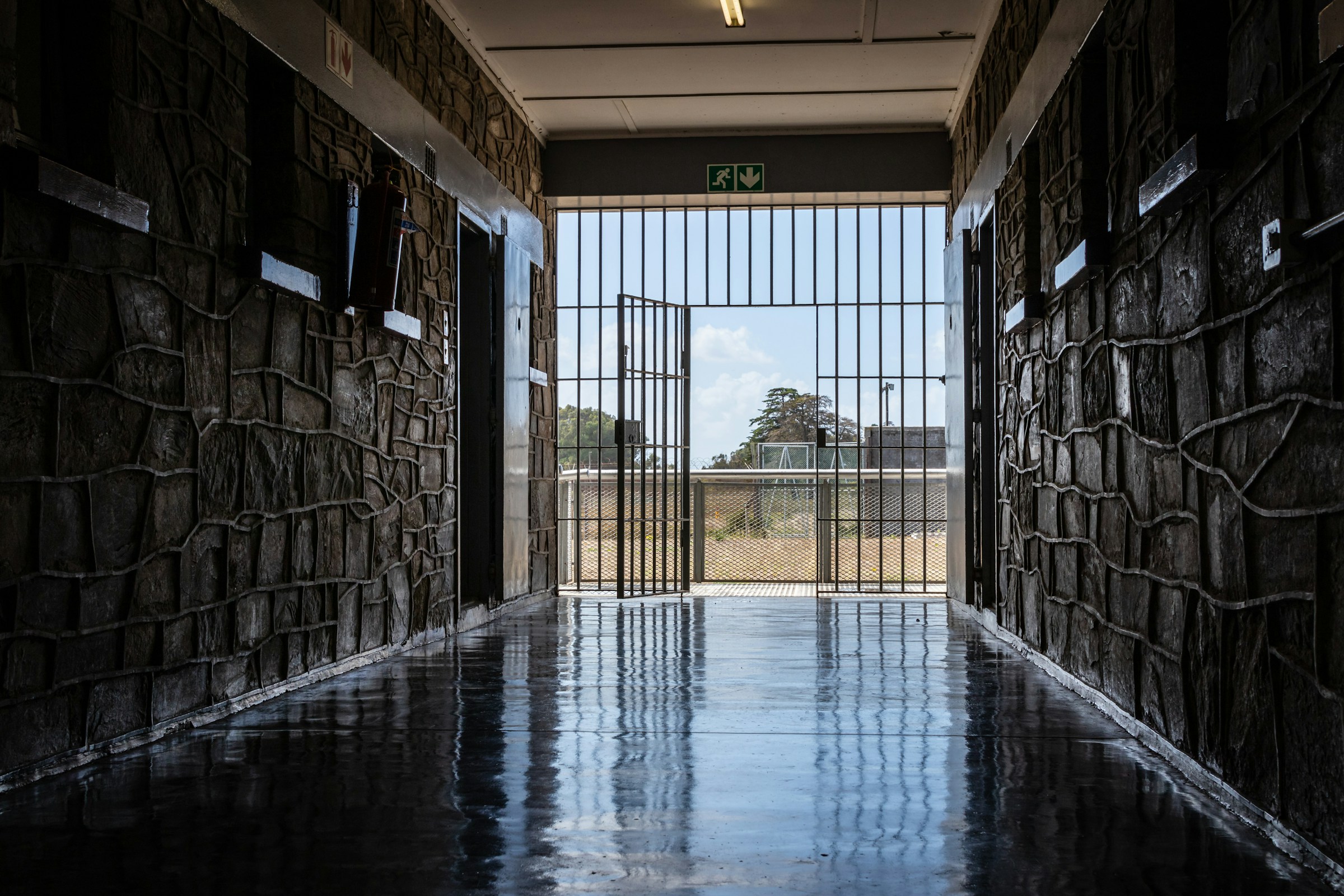 Prison corridor with cell doors, Section B